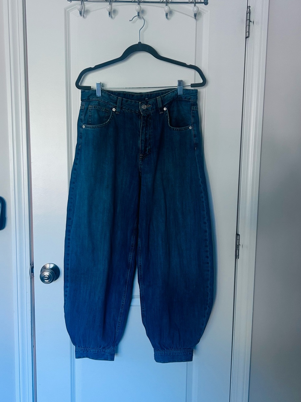 Zara Dark Blue Balloon Boyfriend Jeans